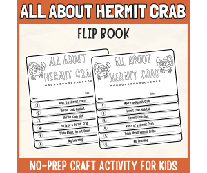 Hermit Crab Flipbook craft Ocean Animal Science Study writing prompt