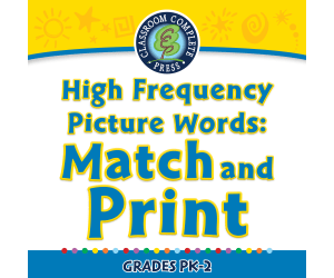 High Frequency Picture Words: Match and Print - FLASH-MAC