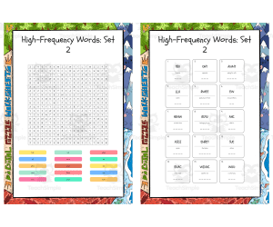 High-Frequency Words Set 2 word search, scramble and crossword puzzle