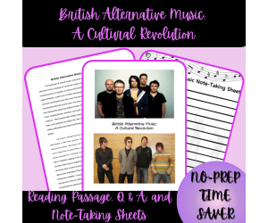 High School British Alternative Music Reading Passage and Q & A