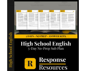 High School English Emergency Sub Plans - 5 Days No Prep ELA