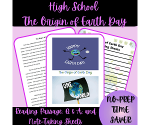 High School Evolution of Earth Day Reading Passage
