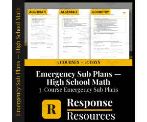 High School Math Emergency Sub Plans BUNDLE - 3 Courses, 15 Days