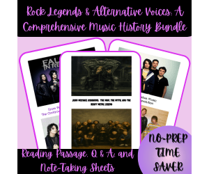 High School Rock Legends and Alternative Voices Reading Passage Bundle