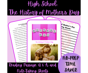 High School The History of Mother's Day Reading Passage Bundle