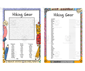 Hiking Gear word search & scramble