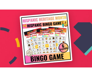 Hispanic Heritage Month Bingo Game for Pre-K, Kindergarten - 3rd