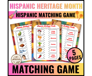 Hispanic Heritage Month Matching Game for Kindergarten - 4th
