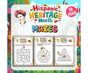 Hispanic Heritage Month Mazes for Preschool and Kindergarten