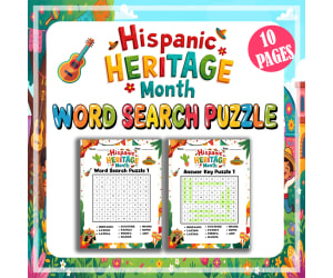 Hispanic Heritage Month Word Search Puzzle for kindergarten
