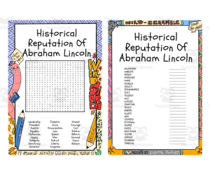 Historical Reputation Of Abraham Lincoln word search & scramble