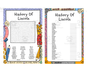 History Of Lincoln word search & scramble