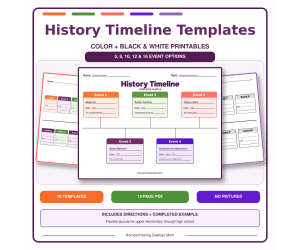History Timeline Templates | Color and Black & White PDF