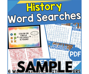 History Word Search - Set 2: 1 Page Sample (PDF)