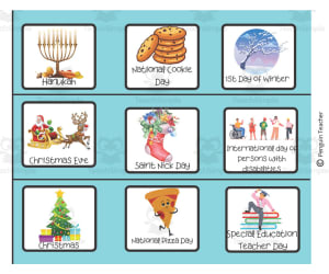 Holiday Card Calendar Pieces