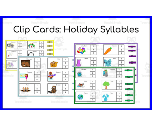 Holiday Syllables Clip Cards Part 2