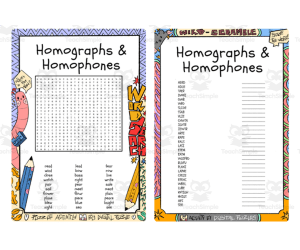 Homographs & Homophones word search and word scramble