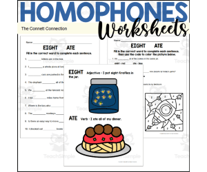 Homophones Worksheets: Ate Eight