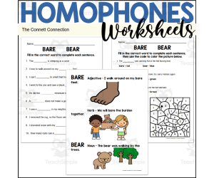 Homophones Worksheets: Bare Bear