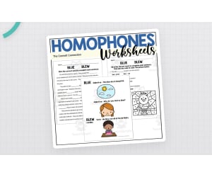 Homophones Worksheets: Blew blue
