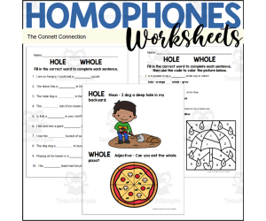 Homophones Worksheets: Hole Whole
