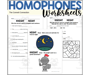 Homophones Worksheets: Knight Night