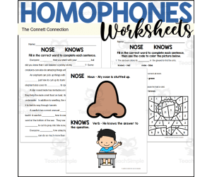Homophones Worksheets: Knows Nose
