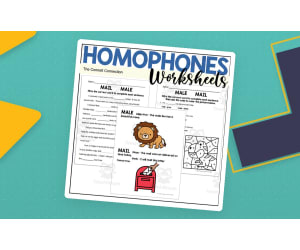Homophones Worksheets: Mail Male
