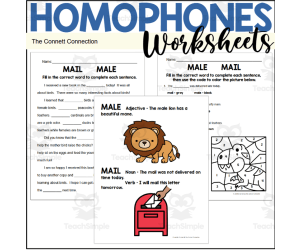 Homophones Worksheets: Mail Male