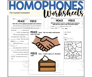 Homophones Worksheets: Peace Piece
