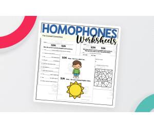 Son vs Sun Homophones – Worksheet Pack