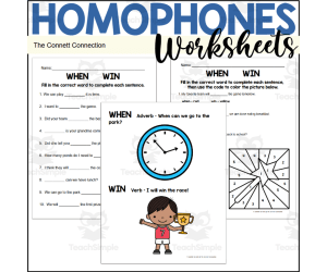Homophones Worksheets: When Win