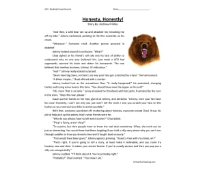 Honestly, Honestly! Reading Comprehension Worksheet