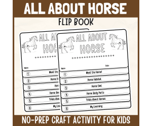 Horse Flipbook craft Farm Animal Science Study writing prompt activity