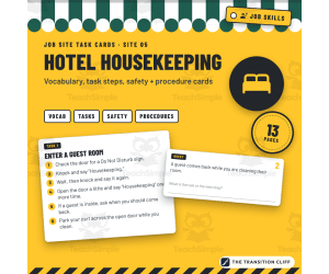 Hotel Housekeeping Job Skills Task Cards | Beds, Bathrooms + Safety