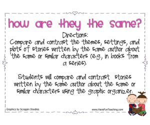 How are They the Same Compare and Contrast Story Elements Activity
