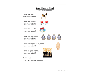 How Many Is That Reading Comprehension Worksheet