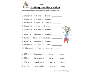 HTO Place Value Worksheet