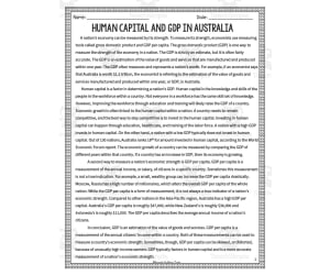 Human Capital + GDP in Australia Reading Packet