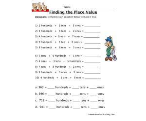 Hundreds, Tens, Ones Place Value Worksheet