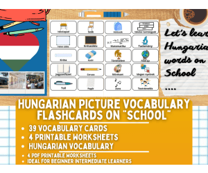 Hungarian Picture Vocabulary Flashcards - School