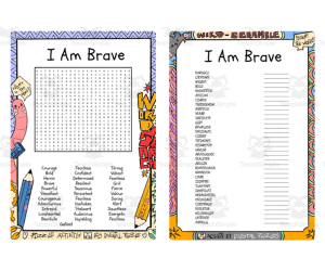 I Am Brave word search & scramble