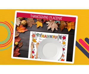 I am Grateful Writing Prompt, Thanksgiving Placemat, Coloring Activity