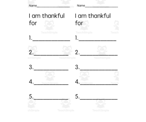 "I am thankful for..." List