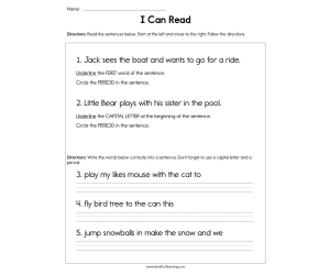 I Can Read Worksheet
