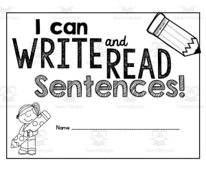 I Can Write and Read Sentences Packet