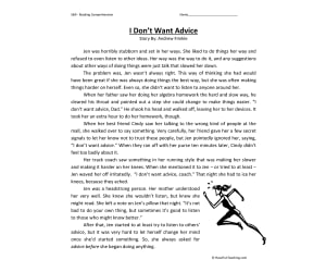 I Don't Want Advice Reading Comprehension Worksheet