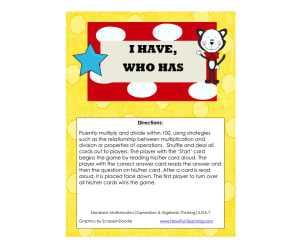 I Have Who Has Multiply Divide Within 100 Activity