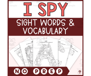 I Spy Sight Words and Vocabulary Spelling and Coloring Pages