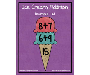 Ice Cream Addition Sums of 11-16 Activity